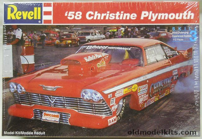 Revell 1/25 '58 Christine Plymouth Drag Car by Richard Earle, 7350 plastic model kit